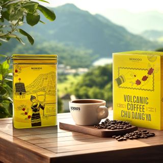 Cà phê rang xay Volcanic Coffee cà phê nguyên chất Robusta 350g - Hộp sắt
