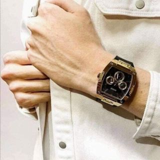ĐỒNG HỒ NAM CAO CẤP GUE S MẶT CHỮ NHẬT CHONOGRAP DÂY CAO SU BỌC DA 1