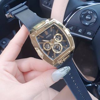 ĐỒNG HỒ NAM CAO CẤP GUE S MẶT CHỮ NHẬT CHONOGRAP DÂY CAO SU BỌC DA 1