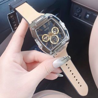 ĐỒNG HỒ NAM CAO CẤP GUE S MẶT CHỮ NHẬT CHONOGRAP DÂY CAO SU BỌC DA 1