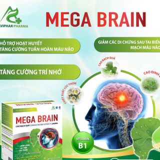Viên Uống Bổ Não MEGA BRAIN Giúp Giảm Đau Đầu, Hoa Mắt, Mất Ngủ, Chóng Mặt, Rối Loạn Tiền Đình Hộp 100 Viên - DƯỢC PHẨM AVIPHAR