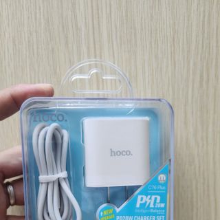 Bộ sạc nhanh Hoco C76 Plus kèm cáp Type-C to PD20W. sạc nhanh 3A, PD 20W iPhone/iPad dài 1m, chân cắm ( US ) giá sỉ