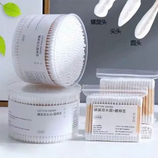 Hộp 500 cây tăm bông thân gỗ 2 đầu tròn