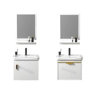 Bộ tủ lavabo treo tường mini màu trắng bằng nhôm cáp phù hợp nhà vệ sinh nhỏ mã T22TV