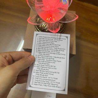 MÁY NIỆM PHẬT HÌNH SEN TRÒN BÀN THỜ -23 BÀI, CÓ KHE THẺ NHỚ