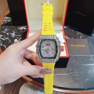 ĐỒNG HỒ NAM DÂY CAO SU TRUNG CẤP RI.CHA MI.LLE MẶT CHỮ NHẬT ĐÍNH ĐÁ SANG CHẢNH 4