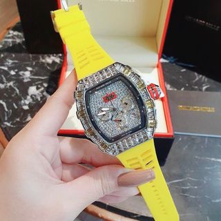 ĐỒNG HỒ NAM DÂY CAO SU TRUNG CẤP RI.CHA MI.LLE MẶT CHỮ NHẬT ĐÍNH ĐÁ SANG CHẢNH 4