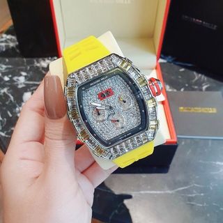 ĐỒNG HỒ NAM DÂY CAO SU TRUNG CẤP RI.CHA MI.LLE MẶT CHỮ NHẬT ĐÍNH ĐÁ SANG CHẢNH 4