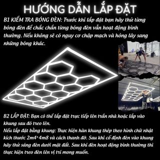 Đèn led trang trí siêu sáng, đèn tổ ong lục giác treo ốp trần gara Detailing 850W