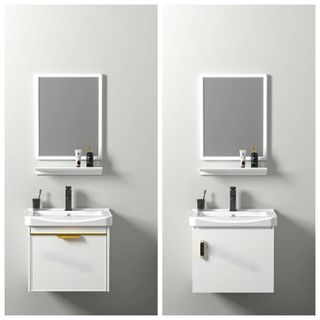 Bộ tủ lavabo treo tường mini màu trắng bằng nhôm cáp phù hợp nhà vệ sinh nhỏ mã T22TV giá sỉ