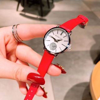 XẢ KHO ĐỒNG HỒ NỮ THỜI TRANG M KORS DÂY DA ĐỎ