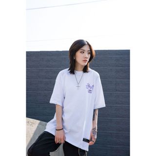 áo thun nữ form rộng Unisex Form Rộng Tay Lỡ Cổ Tròn Phối Họa Tiết Hoạt Hình In