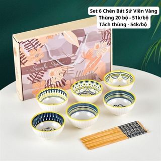 Set 6 Bát Sứ Đủ Họa Tiết (Thùng 20 bộ)