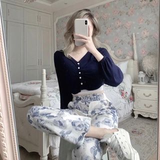 Unique quần ống rộng In Họa Tiết Hoa Thanh Lịch Dành Cho Nữ Unisex