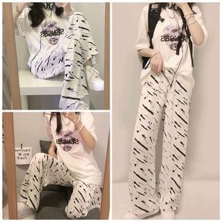 Quần dài ống rộng in họa tiết ngựa vằn thời trang mùa thu cho nữ Unique