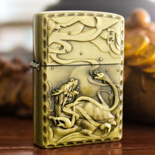 BẬT LỬA ZIPPO KHẮC NỔI HÌNH KIM QUY - XÀI XĂNG