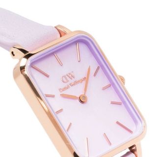 ĐỒNG HỒ NỮ CAO CẤP D.W QUADRO LAVENDER DÂY DA TÍM MẶT CHỮ NHẬT KÈM TEM KÍCH HOẠT ĐIỆN TỬ