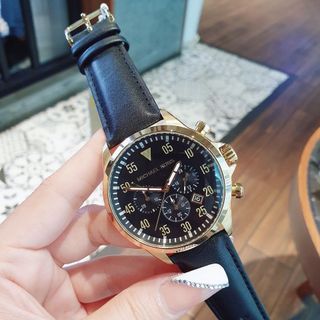 ĐỒNG HỒ NAM CAO CẤP M KORS DÂY DA MẶT CHONOGRAP