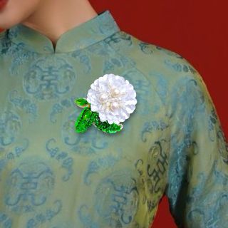 GHIM CÀI ÁO HÌNH HOA ĐÍNH NGỌC TRAI MẪU THIẾT KẾ RIÊNG ĐÍNH KẾT THỦ CÔNG 6.5cm DÀNH CHO NỮ