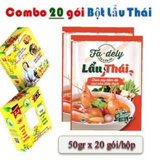 Combo 20 gói Bột Lẩu Thái Fadely - loại 50gr (tặng kèm 01 hũ Muối Tôm 80gr) giá sỉ