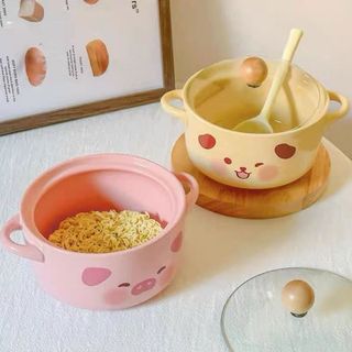 SET NỒI SỨ KÈM THÌA NHIỀU HOẠ TIẾT ĐÁNG YÊU