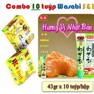 Combo 10 tuýp Mù Tạt Xanh Cay Dịu - Hương Vị Nhật Bản loại 43gr (tặng kèm 01 bịch Hạt Việt Thịt 200gr) giá sỉ