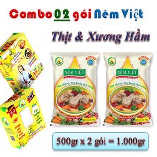 Combo 02 Bịch Hạt Nêm Việt Thịt & Xương Hầm - loại 500gr (tặng kèm 01 hũ Muối Tôm 80gr) giá sỉ