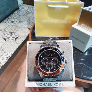 ĐỒNG HỒ NAM CAO CẤP M KORS 8725 CHONOGRAP DÂY THÉP BẠC MẶT ĐEN 1