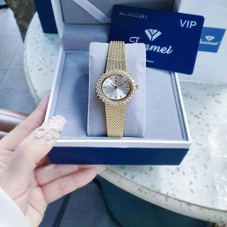 ĐỒNG HỒ NỮ CH.ÍNH HÃN.G FUNMEI F2140 MẶT OVAN VIỀN HỘT DÂY LƯỚI THÉP ĐI KÈM TEM KÍCH HOẠT ĐIỆN TỬ BẢO HÀNH