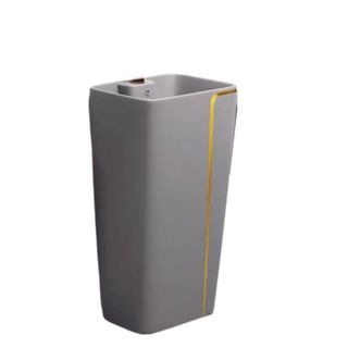 Lavabo đặt sàn kiểu trụ đứng xám viền vàng và các màu khác để lựa chọn