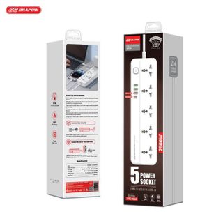 Ổ điện đa năng Drapow SK29 ,5 ổ cắm điện 220v + 3 usb A + 1 Type C sạc nhanh 20W