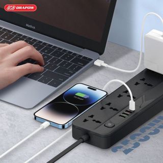 Ổ điện đa năng Drapow SK29 ,5 ổ cắm điện 220v + 3 usb A + 1 Type C sạc nhanh 20W giá sỉ