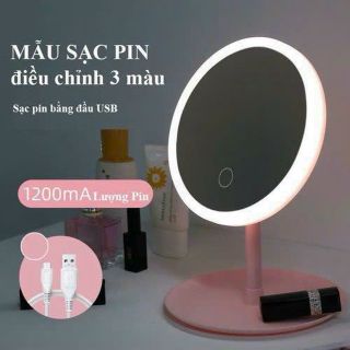 Gương Trang Điểm Để Bàn - Đèn Led [Kèm Sạc]