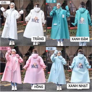 Áo mưa thời trang in hình gấu có khoá kéo tiện lợi