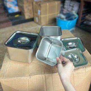 Set 5 Hộp Inox 304 Chống Rỉ Kèm Nắp Nhựa, Hộp Đựng Thực Phẩm Tủ Lạnh Đa Năng 14cm