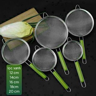 Rây Lọc Viền Inox Cán Xanh Cao Cấp/ Rây cháo cho bé/ Rây thức ăn siêu mịn cho .bé 18CM