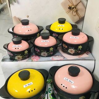 Nồi đất họa tiết 1lít hầm canh thịt cao cấp
