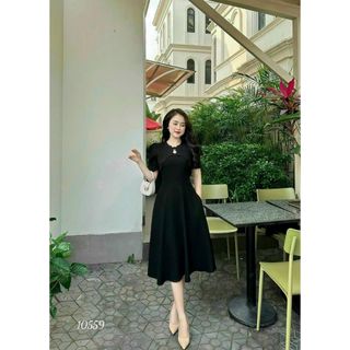 Váy dự tiệc tay ngắn dáng xoè chất liệu cotton lạnh dày dặn mềm mại che khuyết điểm tốt N57