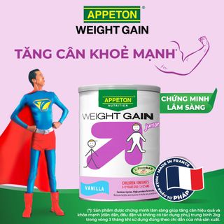 [Tặng 1 bình nước] Combo 2 lon Sữa Tăng Cân Appeton Weight Gain Junior cho Trẻ Em hương Vanila - Lon 450g