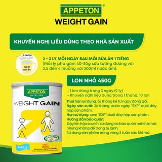 [Tặng 1 cân điện tử] Combo 4 lon Sữa Tăng Cân Appeton Weight Gain hương Vani - Lon 450g