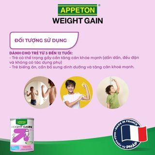 [Tặng 1 bình nước và 1 cân điện tử] Combo 6 lon Sữa Tăng Cân Appeton Weight Gain Junior cho Trẻ Em hương Vanila - Lon 450g