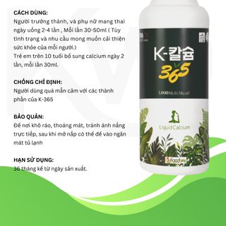 Sản phẩm bảo vệ sức khoẻ K-칼슘365 (Calicium, Kiềm Hydrogen, thảo dược)/ K365