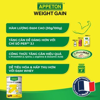 [Tặng 1 bình nước và 1 cân điện tử] Combo 6 lon Sữa Tăng Cân Appeton Weight Gain cho người lớn hương Chocolate - Lon 900g
