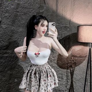 SET ÁO DÂY KÈM QUẦN XOÈ THÊU MICKEY - LÊ PHƯƠNG BOUTIQUE