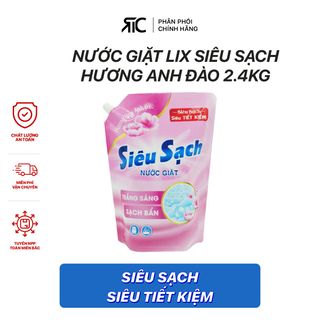 Nước Giặt Lix Siêu Sạch Hương Hoa Anh Đào Túi 2.4Kg - N2503 làm sạch cực nhanh vết bẩn , tăng x2 sức mạch giặt tẩy