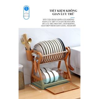 Kệ Nhựa Úp Chén Dĩa 2 Tầng Kèm Khay