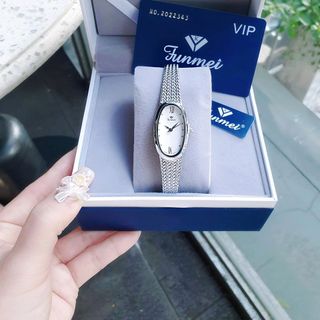 ĐỒNG HỒ NỮ CH.ÍNH HÃN.G FUNMEI F2147 MẶT OVAN DÂY LƯỚI THÉP ĐI KÈM TEM KÍCH HOẠT ĐIỆN TỬ BẢO HÀNH
