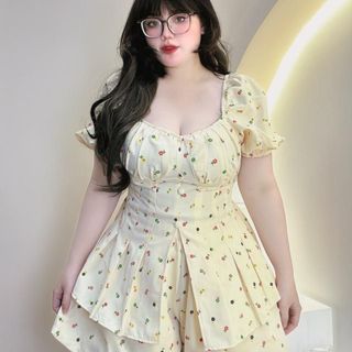 Set dồ bộ nữ bigsize 45-90kg ÁO KIỂU HOA NHÍ + QUẦN ĐÙi