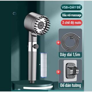 Vòi hoa sen, vòi nhà tắm Turbo tăng áp lực nước 3 in1 có 3 chế độ hỗ trợ tăng lực nước phun sương CTB786 - BECHIP