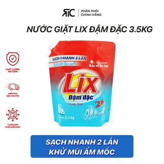 Nước Giặt LIX Đậm Đặc Hương Hóa Túi 3.5KG làm sạch cực nhanh vết bẩn x2 sức mạnh tẩy quần áo NG350 giá sỉ